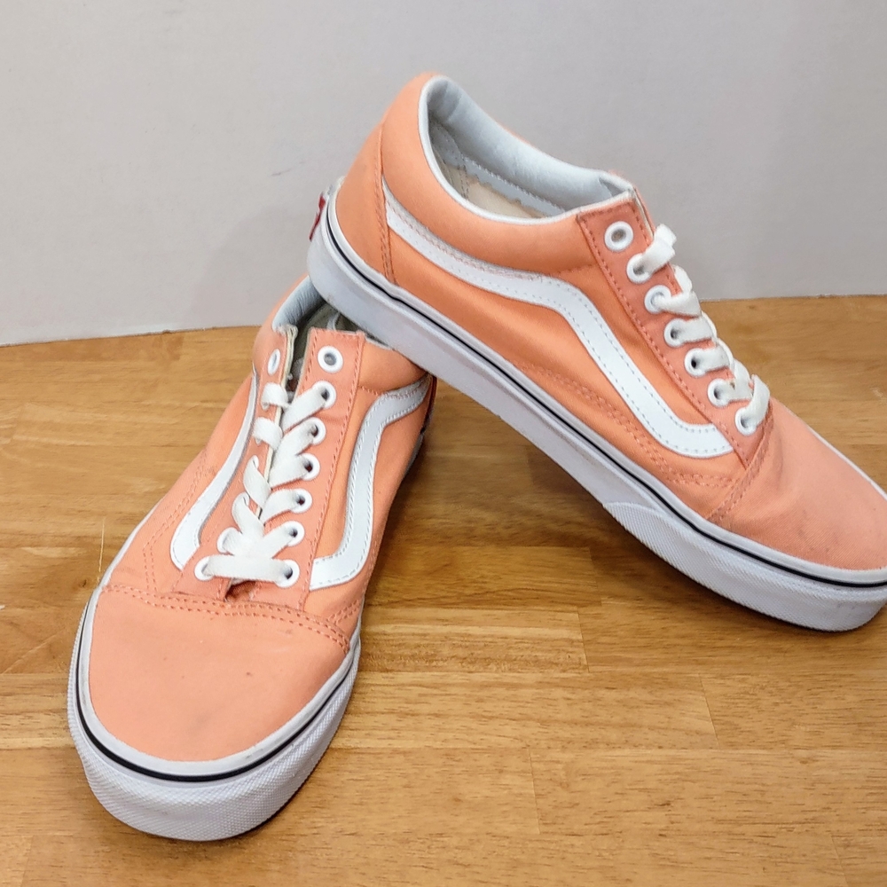Vans Peach and White Sneakers